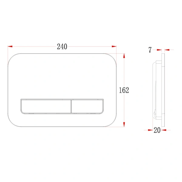 Кнопка смыва Veconi FLUSH V12, FLV12-B, 240х162х7, пластик, черный матовый