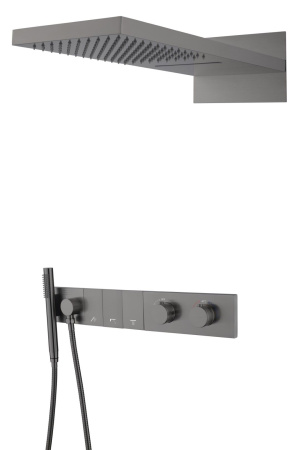 Душевой комплект Boheme Zodiac 133-GM термостат, С ВНУТРЕННЕЙ ЧАСТЬЮ, gun metal