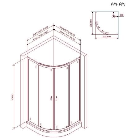 Душевое ограждение AM.PM X-Joy W88E-205-080MT 80x80, c поддоном