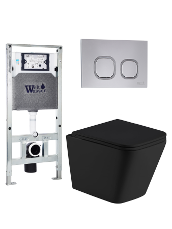 Комплект инсталляции с унитазом Weltwasser AMBERG 506 ST + GELBACH 043 MT-BL + AMBERG RD-CR