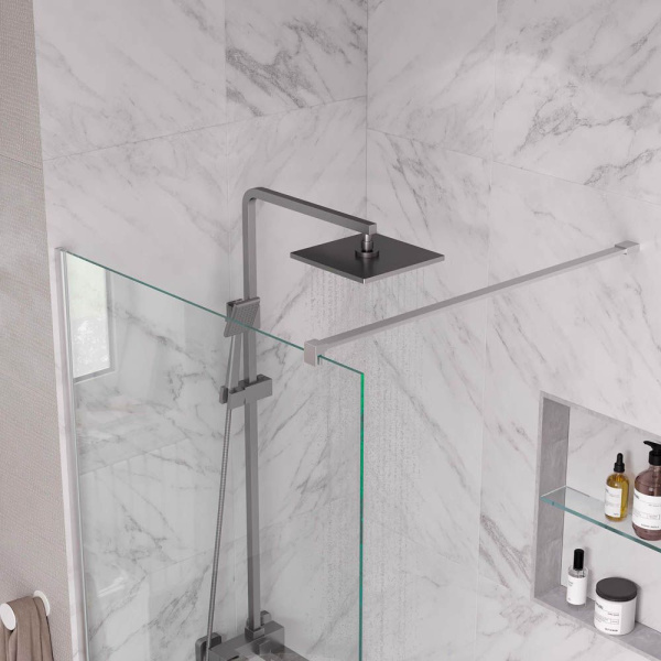 Душевая перегородка, ограждение Reflexion RX200100CCR-17 Walk in 200x100см, прозрачное закаленное стекло 8мм, хромированный профиль