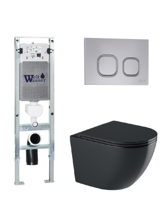 Комплект инсталляции с унитазом Weltwasser AMBERG 350 ST + MERZBACH 043 GL-BL + AMBERG RD-CR