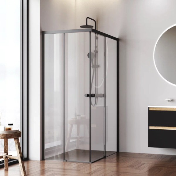 W94G-403-12090-BТ Душевое ограждение AM.PM X-Joy Square Slide 120х90, черный, прозрачное