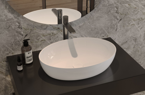 Умывальник Belux Турин 540 Эллипс Белый матовый, Solid Surface