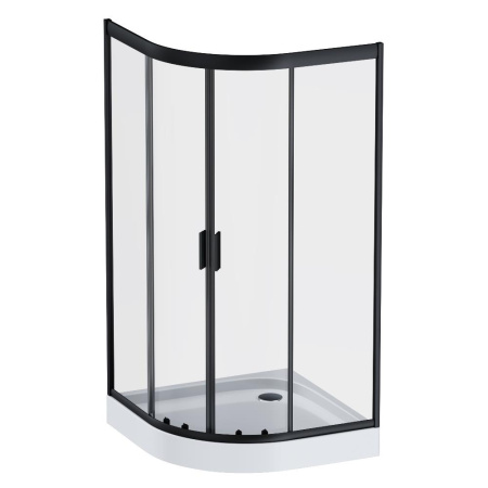 W90G-401-100BT Душевое ограждение AM.PM Gem 1/4 Rond 100x100 стекло прозрачное, профиль черный матовый