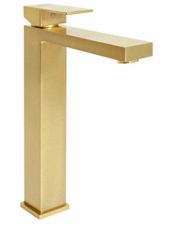 Cмеситель для раковины Высокий Hansberge H2070 Золото матовый