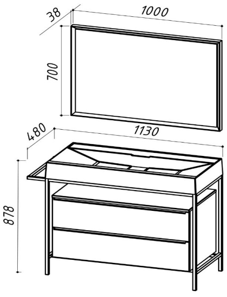 Тумба под умывальник Belux Биарритц Н 100-02 Белый глянцевый