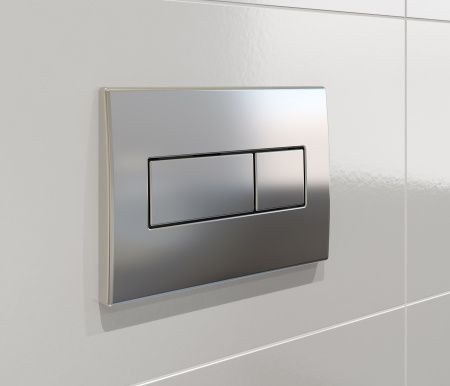 Комплект Styron STY-740+STY-800-2 хром-глянцевая кнопка смыва и подвесной безободковый унитаз Lekvo с тонким сиденьем для подвесного унитаза "soft-close" (520*340)