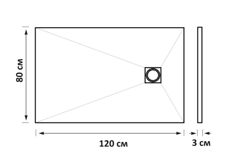Душевой поддон Taliente PTA-ST-120Bstone 120х80 литьевой мрамор черный матовый