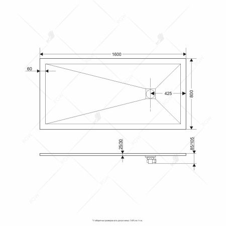 Душевой поддон прямоугольный RGW ST-G 16152816-02 80х160х2.5 см