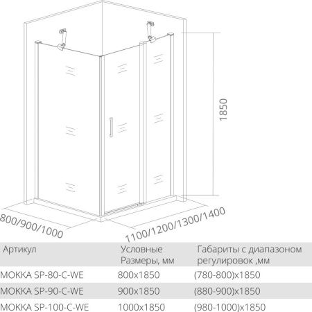 Душевая стенка Good Door MOKKA SP-90-C-WE