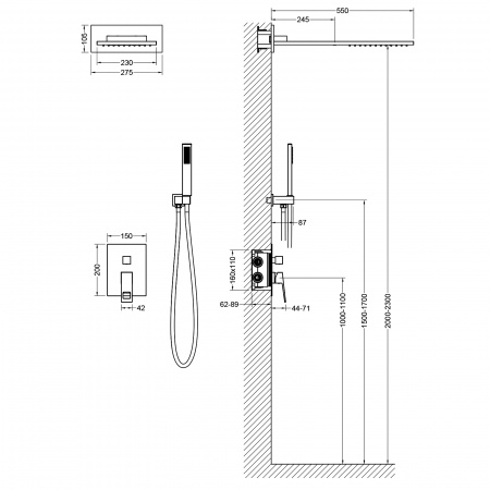 Душевая система встроенная Timo Briana SX-7139/03SM черный