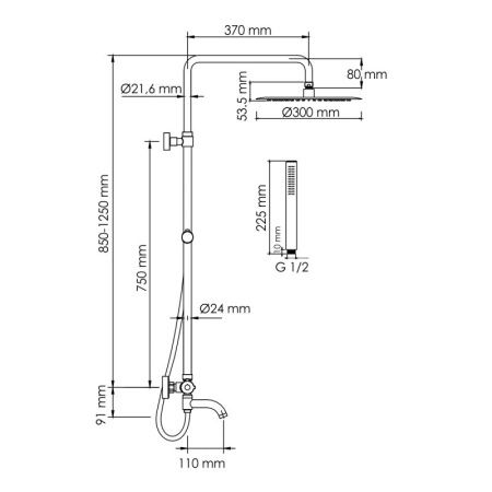 Душевая система WasserKRAFT A188.116.137.087.CH Thermo с термостатическим смесителем