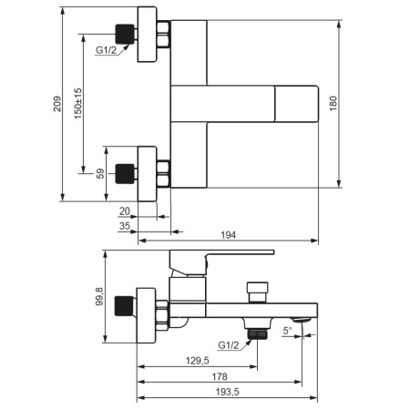 531000300 Gala Смеситель для ванны и душа AM.PM, чёрный