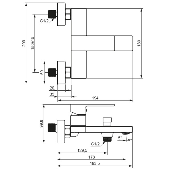 531000300 Gala Смеситель для ванны и душа AM.PM, чёрный