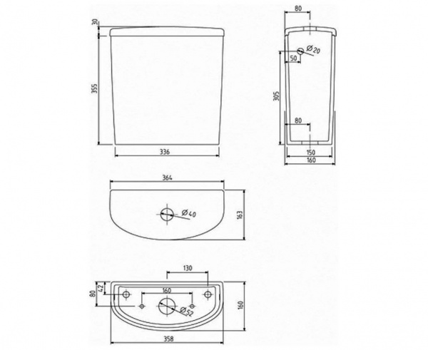 Бачок Kolo Nova Pro M34012000 нижний подвод