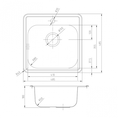 Кухонная мойка IDDIS Strit S STR48S0i77 48.5х48.5