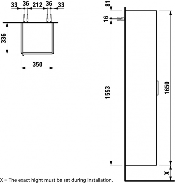 Шкаф-колонна Laufen Base 4026721102611 35x33x165