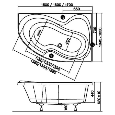 Ванна акриловая Ravak Rosa II 160x105 L