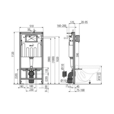 Система инсталляции для унитаза AlcaPlast Sadromodul AM101/1120E