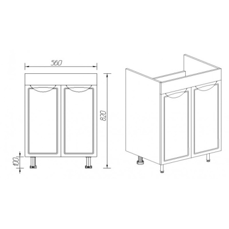 Тумба VIANT "Лима" COMO 60 2 ств 430х560х820 (VLIM60CO-T2ST)