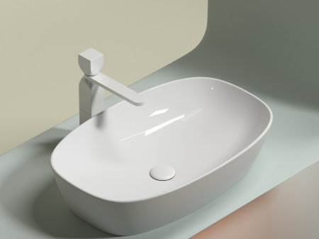 Умывальник чаша накладная овальная Ceramicanova Element 600*380*138мм, Белый, CN6049