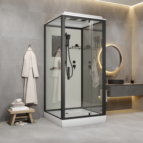 Душевая кабина Niagara Standart ST100/15Q/BL (100х100х215) квадрат,поддон 15см,распашная,проф.черный
