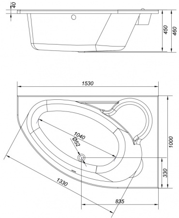 Акриловая ванна Cersanit Kaliope 153x100 R WA-KALIOPE*153-R-W