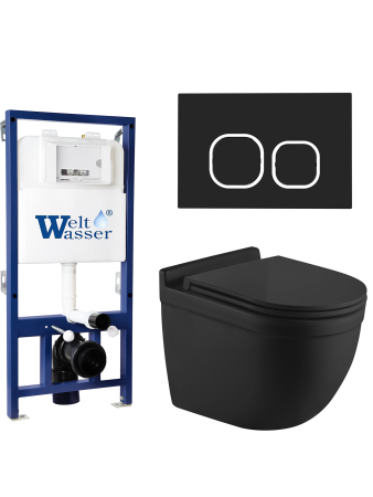 Комплект инсталляции с унитазом Weltwasser BAMBERG 525 + HEIMBACH 043 MT-BL + BAMBERG BL