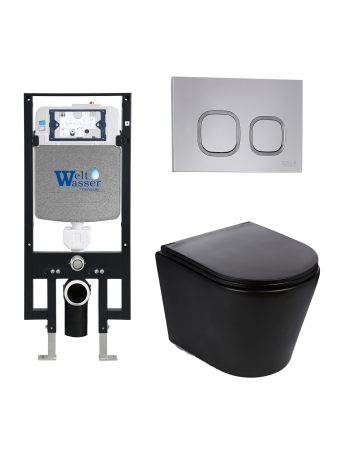 Комплект инсталляции с унитазом Weltwasser AMBERG 497 + SALZBACH 043 MT-BL + AMBERG RD-CR