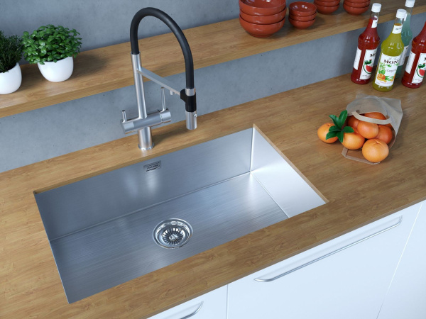 Мойка Paulmark ALLER 74 UNI PM807444-BS 440х740х200 мм, нержавеющая сталь AISI 304, брашированная нержавеющая сталь