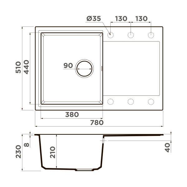 Кухонная мойка Omoikiri Daisen 78T-CH Tetogranit/шампань 4993523