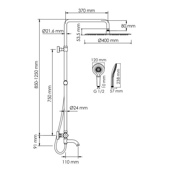 Душевая система WasserKRAFT A188.117.101.087.CH Thermo с термостатическим смесителем