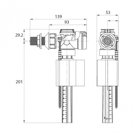 Арматура смывная IDDIS Single Mode F012400-0005, 1-ур, боковой подвод, тип А