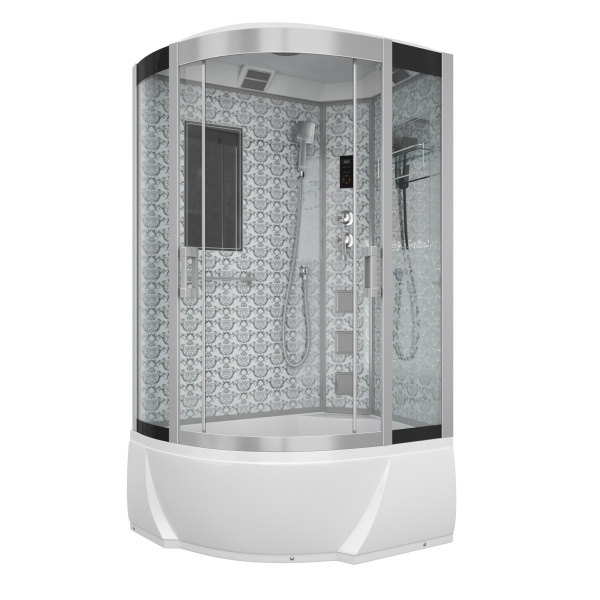 Душевая кабина Niagara Luxe NG-7712WR (80x120х215) высокий поддон(38см),дверь раздвижная,стенки серебро,4 места