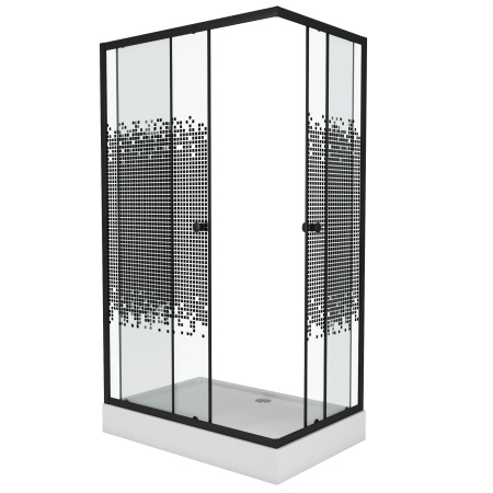 Душевой уголок Niagara Eco NG-012-14Q BLACK(120х80х195) низкий поддон(13см),черный,стекло мозаика,