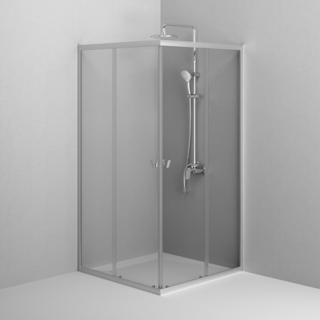 W87G-403-100100-MT Sunny Душевое ограждение AM.PM квадратное, раздвижн двери 100x100 серебро,стекло прозрачн