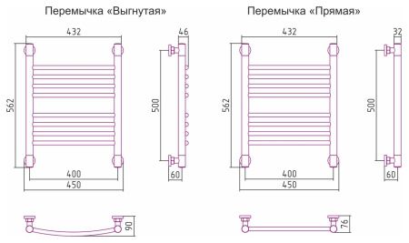 Полотенцесушитель Сунержа Богема+ 500x400 Без покрытия 00-0220-5040