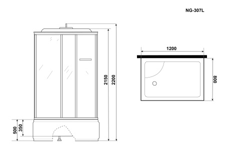 Душевая кабина Niagara Ultra NG-307-01L (120х80х220) высокий поддон(50см),стекло матовое,4 места