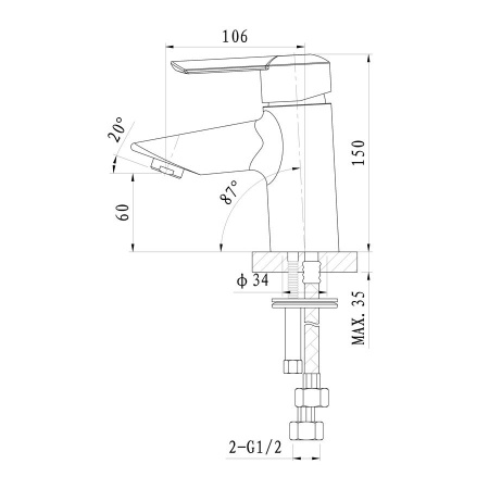 Смеситель для раковины WONZON & WOGHAND Baroque, Хром (WW-191101-CR)