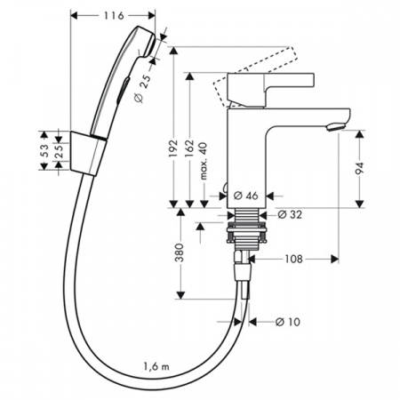 Набор для биде Hansgrohe Metris S 31160000