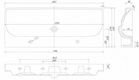 Умывальник мебельный Kolo Traffic L91520000 120 см, с 2 отверстиями