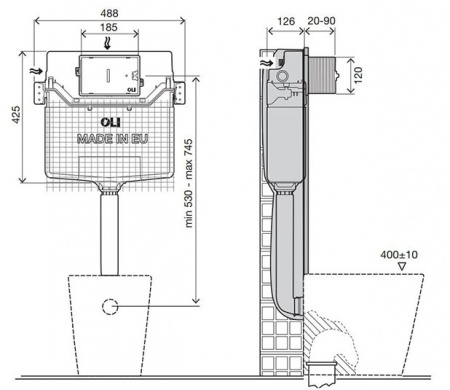 Бачок для приставного унитаза OLI 120 Olipure Fresh 880777