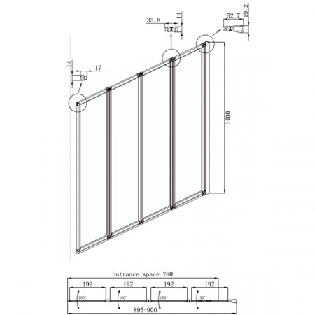 Шторка для ванны Ambassador Bath Screens 16041110R 90 см