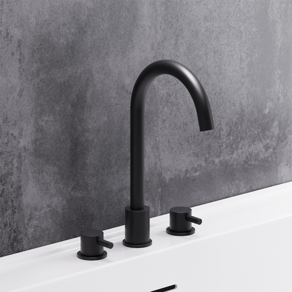 360200300 Scandinavian Pure Смеситель для умывальника Damixa, встраиваемый в столешницу, трёхсекционный, че