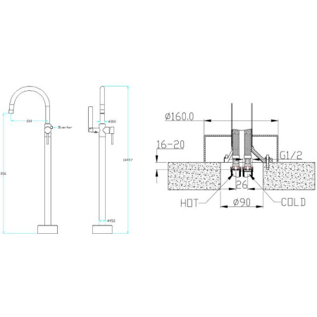 Смеситель для ванны Boheme Uno 469-MG Матовое золото