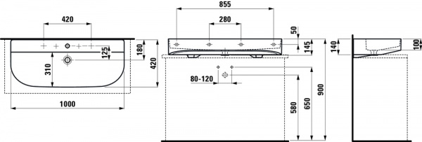 Умывальник Laufen Sonar 8163477571041 100x42x14.5