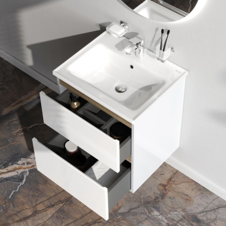 M85AFHX0552WG X-Joy База под раковину AM.PM, подвесная, 55 см, 2 ящика, белый глянец