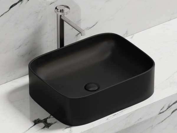 Умывальник чаша накладная прямоугольная Ceramicanova Element 505*380*150мм, черный матовый, CN6052MB