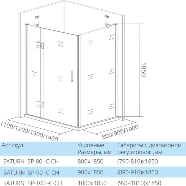 Душевая стенка Good Door SATURN SP-90-C-CH